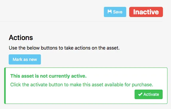 Activate button on the Asset's page