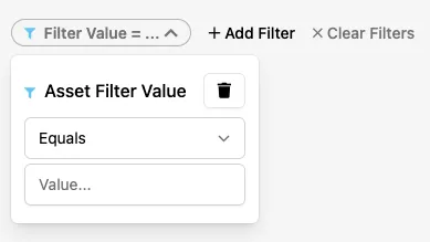 Asset Filter Value filter for the Asset Manager