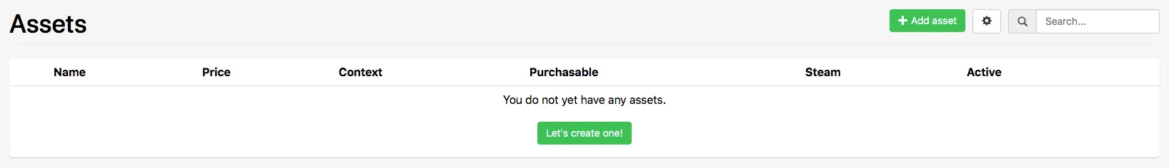 Add Asset button in the Asset Manager
