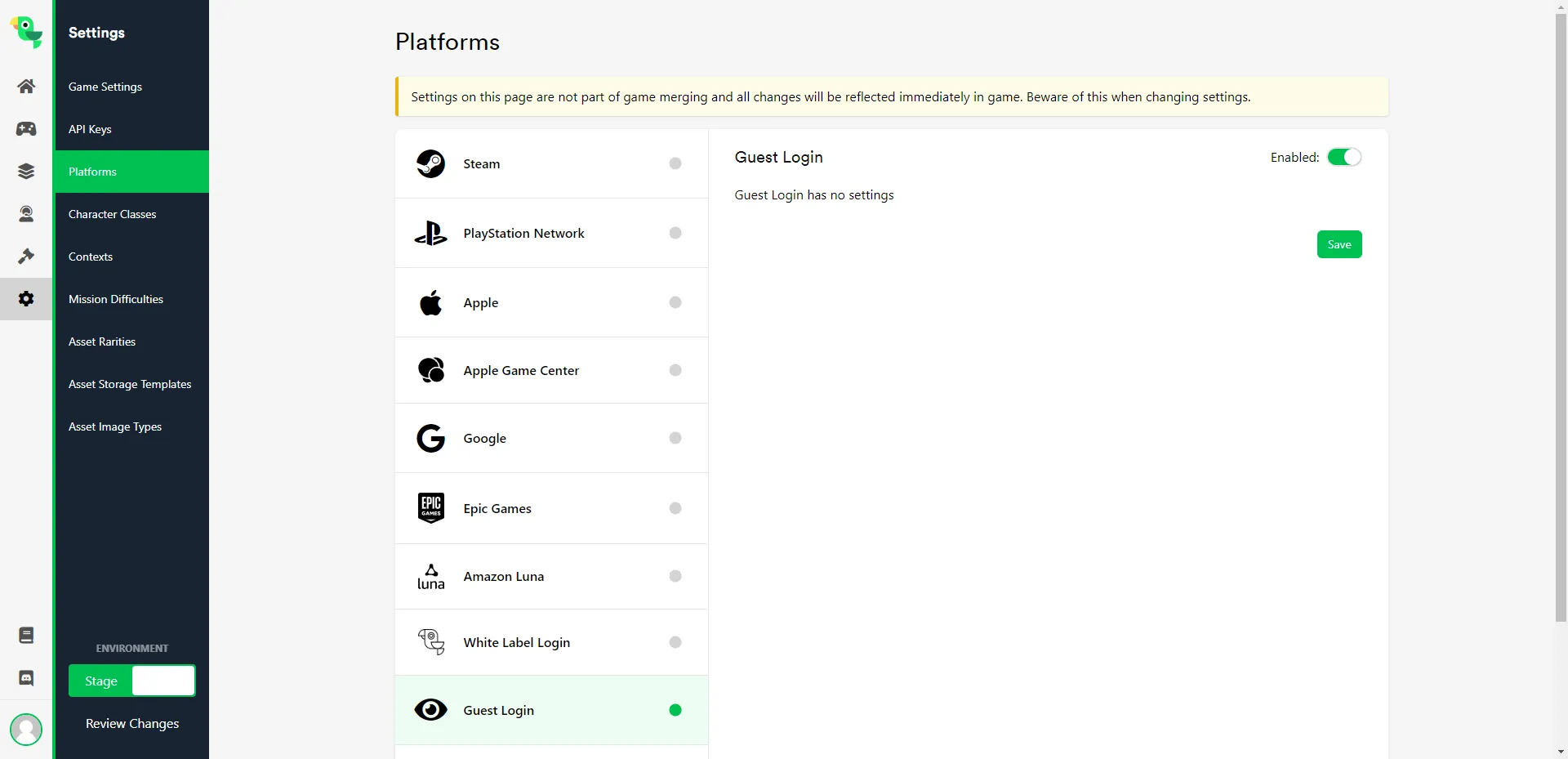 Enabling Guest Login in the Web Console
