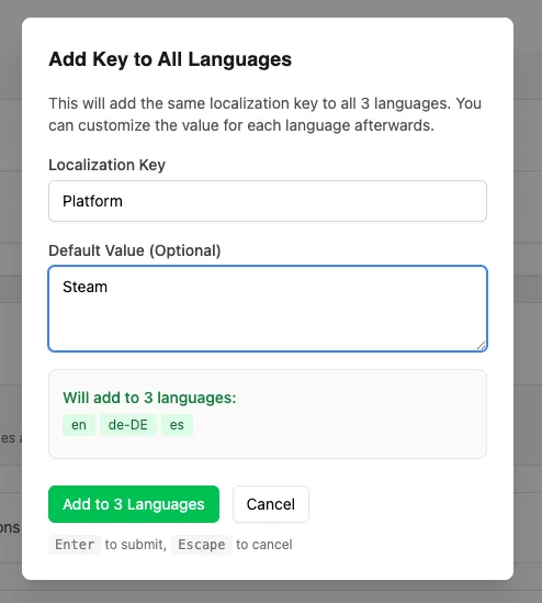 Add Key to All Languages bulk action for a broadcast
