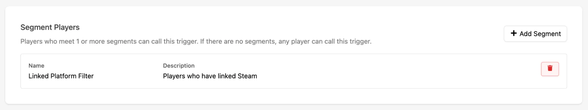 Adding a Segment to the Trigger for platform linking