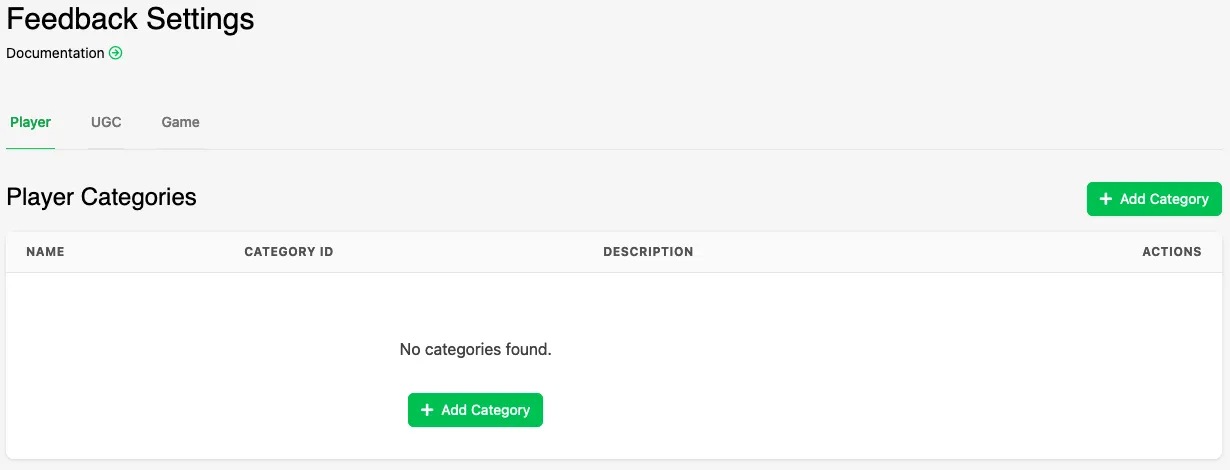 Feedback settings in the Web Console