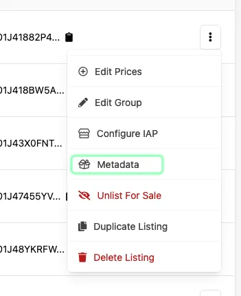 Accessing metadata on a catalog item.