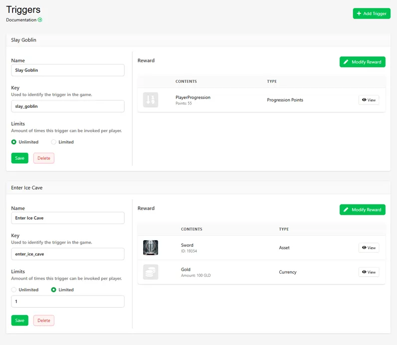 Creating and adding information on two triggers