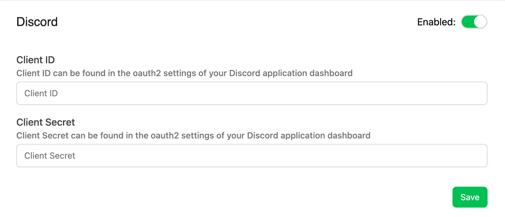 Discord platform settings