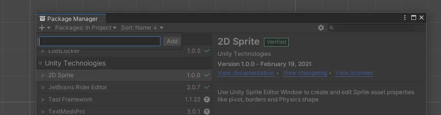 Entering the LootLocker Unity SDK git URL