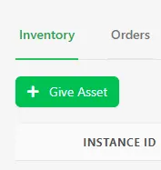 Give Asset button in the Player Manager interface