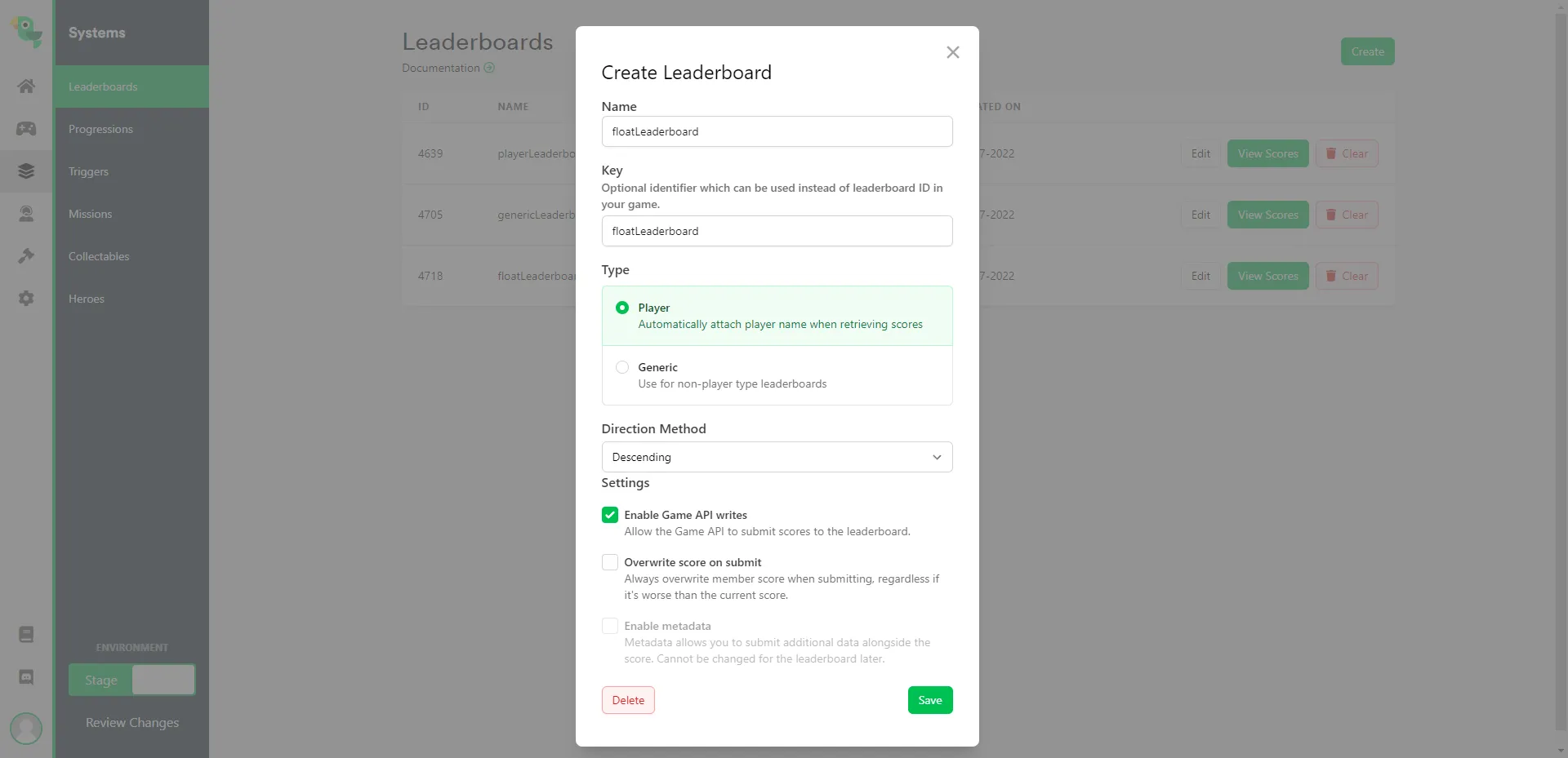 Configuring a generic-type leaderboard in the Web Console