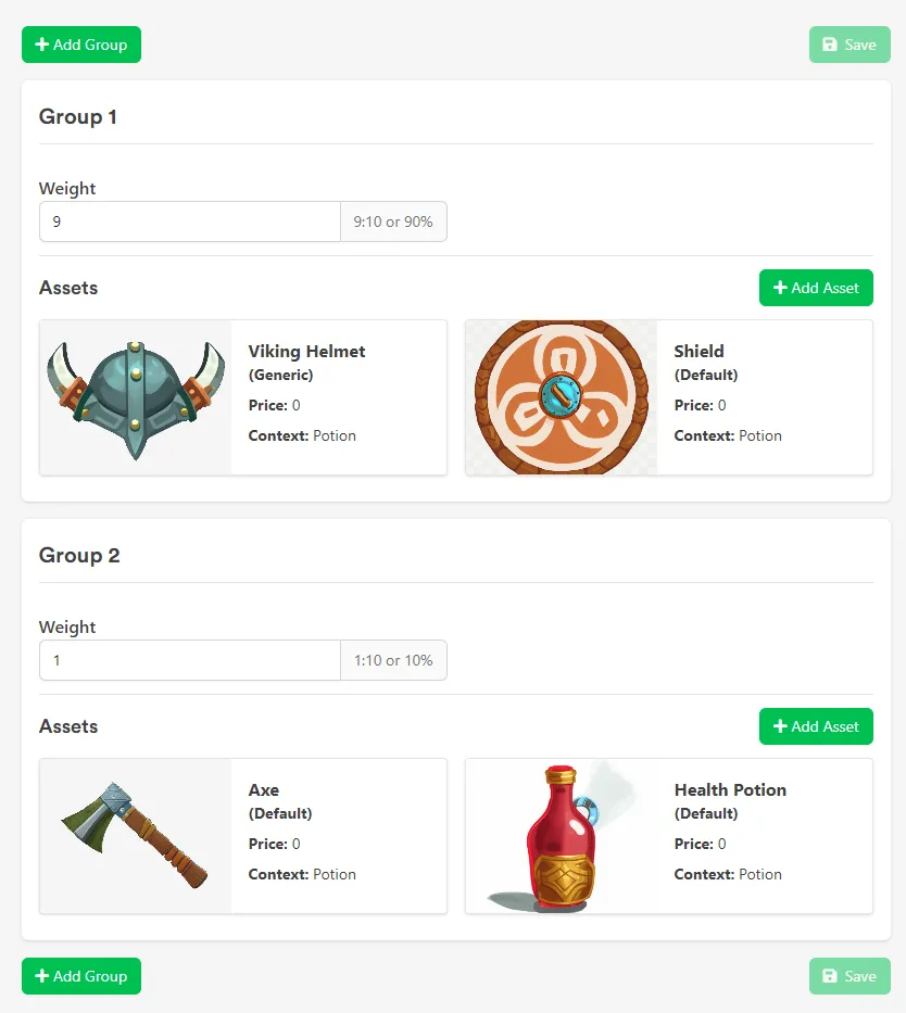 Add Rarity Groups