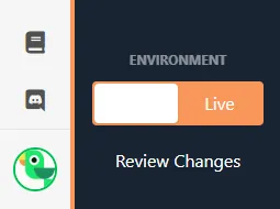 Environment switcher set to the Live environment