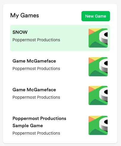 Switching between games in the My Games section
