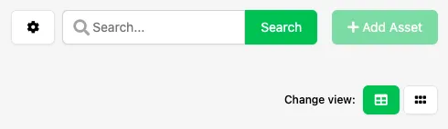 Cog icon menu for choosing which fields display as columns in the Asset Manager