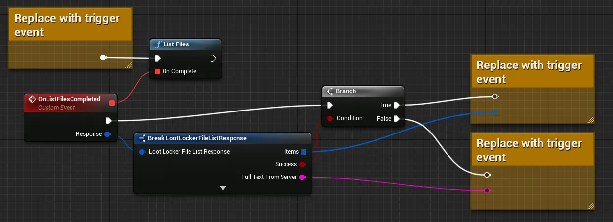Blueprint example of retrieving all files associated with the player