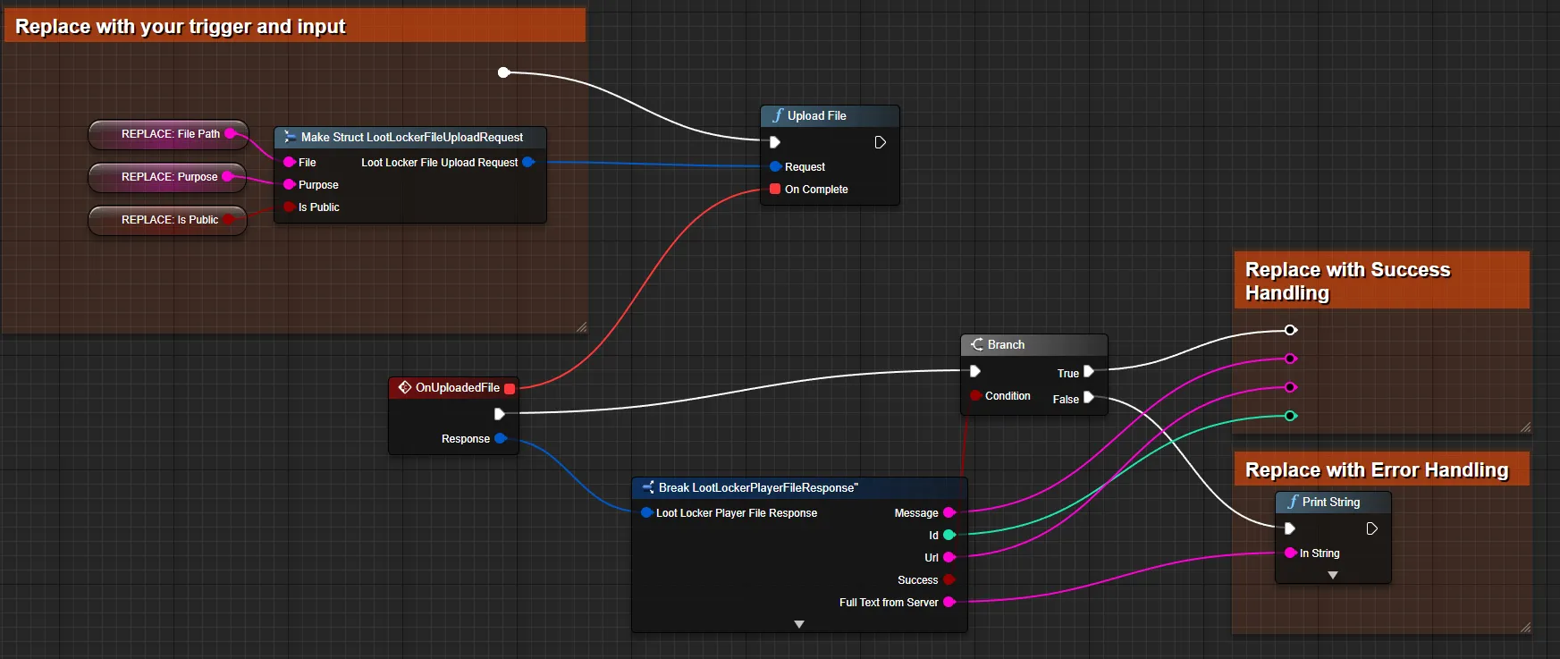 Blueprint example of uploading a player file