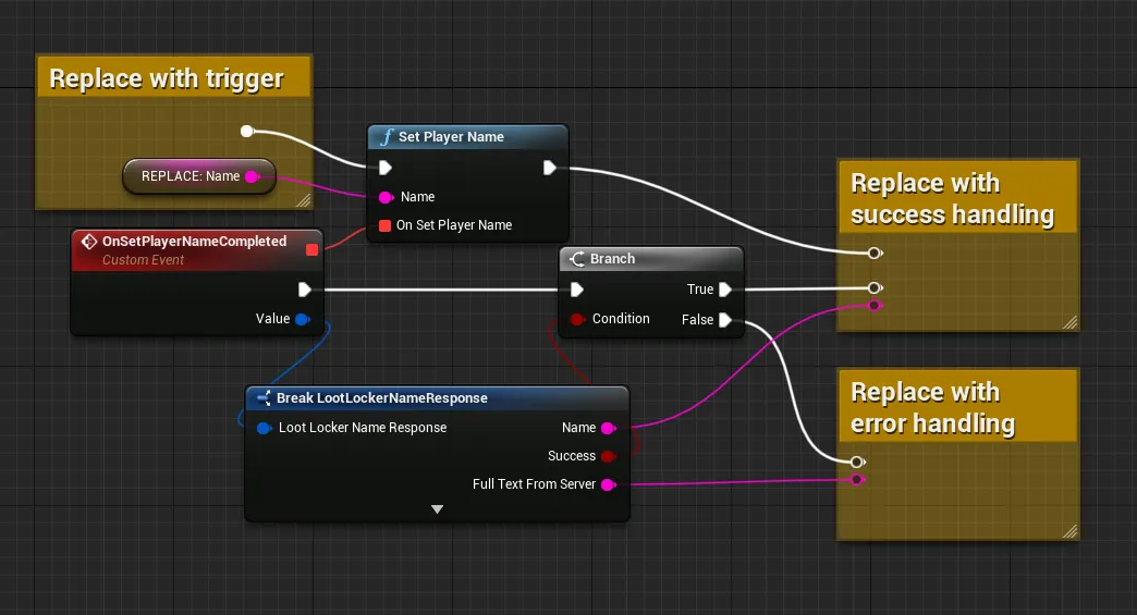 Blueprint example of updating a player's name