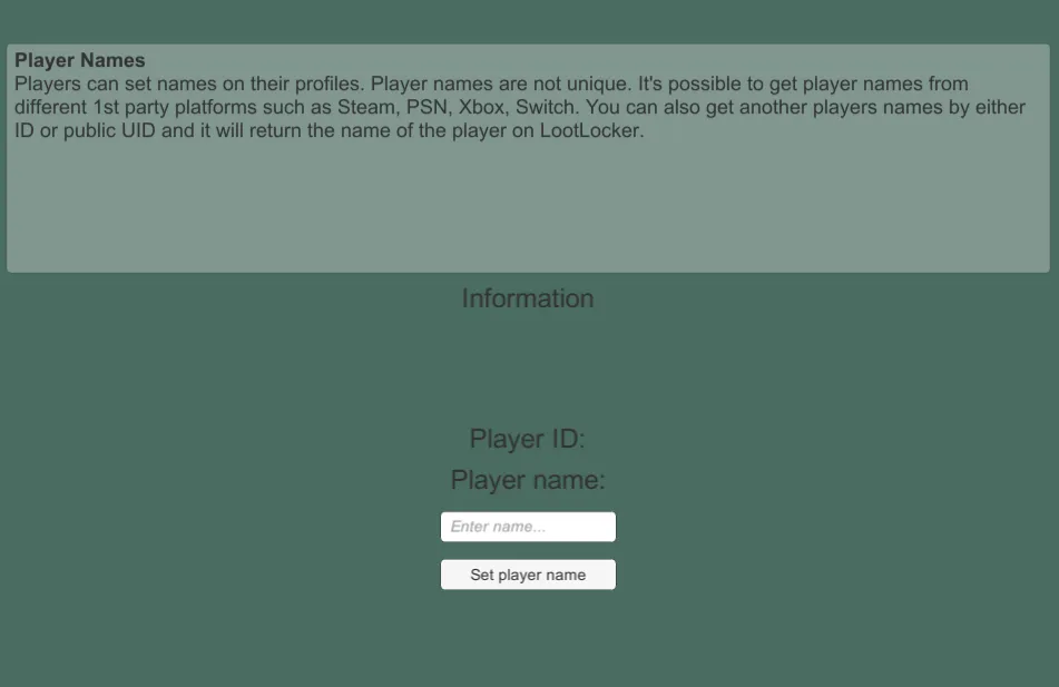 Setting a player name in the sample scene