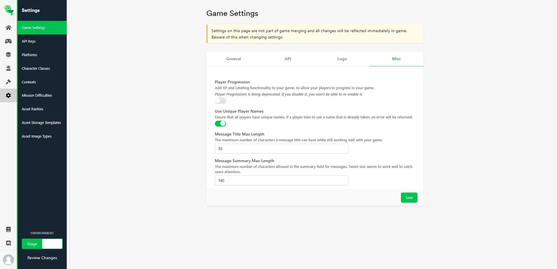 Configuring unique player names in the Web Console