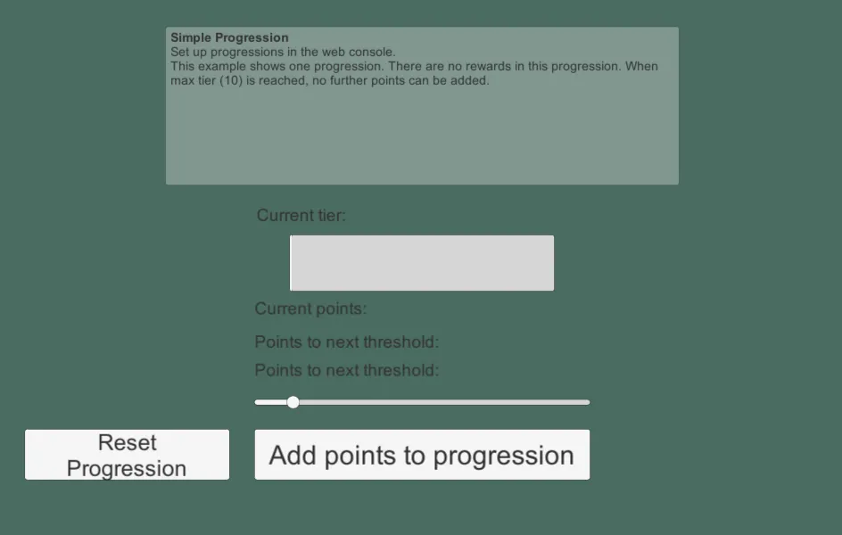 Adding points to a progression in the sample scene