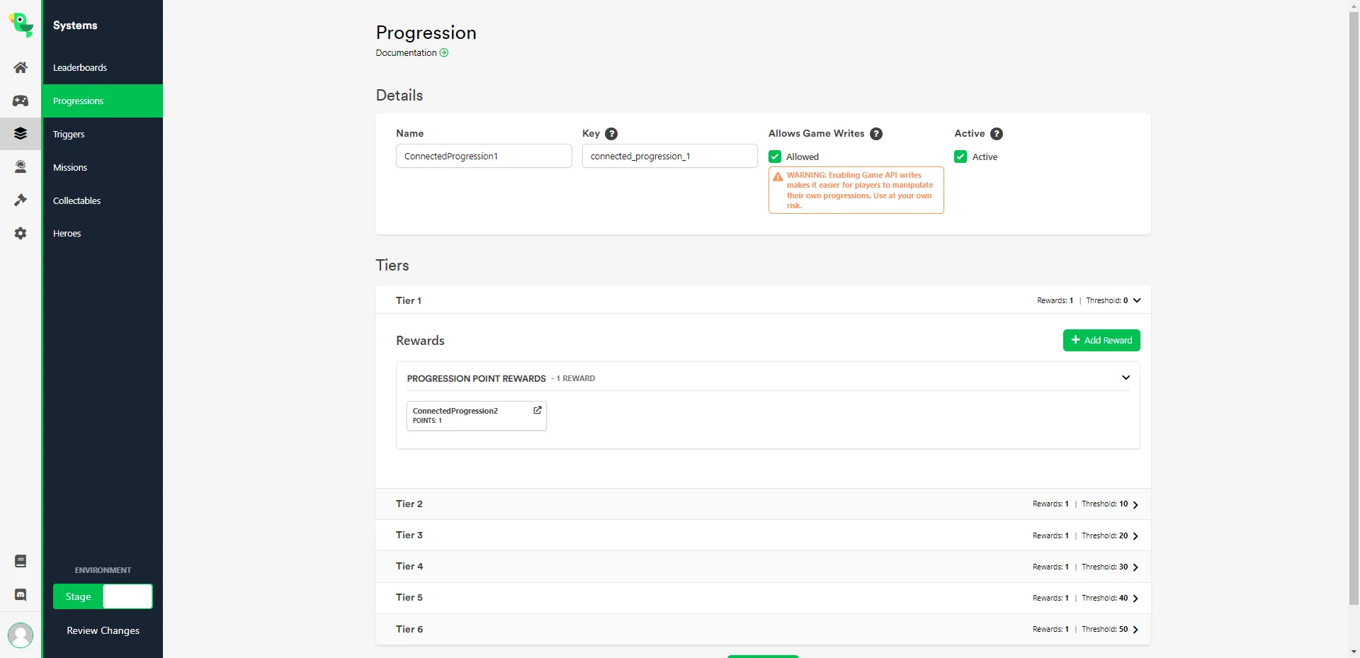 Configuring linked progressions in the Web Console