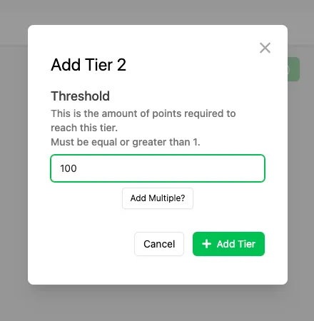 Add Tier modal