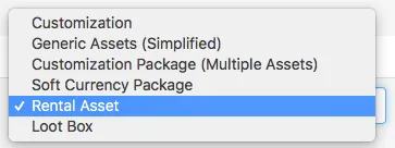Complexity dropdown with Rental Asset selected when creating a new Context
