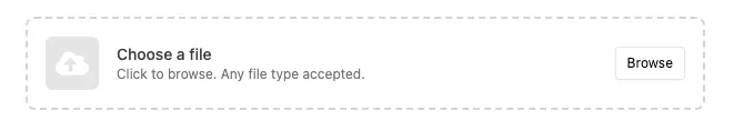 The empty file upload area in the Reward modal