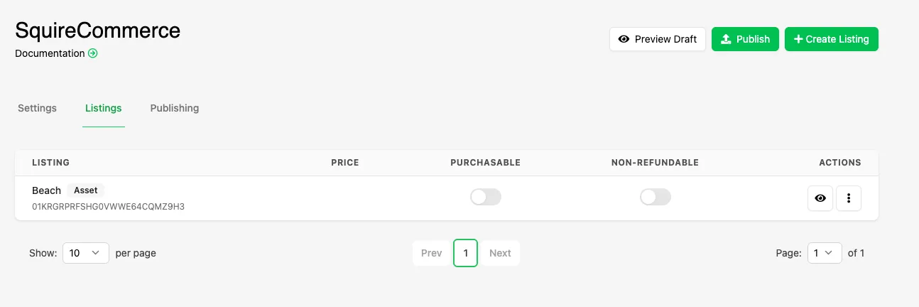 Saved Catalog Listing configured for a Discord Commerce offer