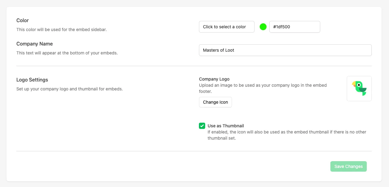 Embed Styling configuration settings in the Web Console