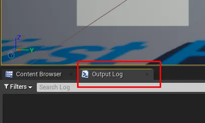 Unreal Engine Output Log location under Window -> Developer Tools