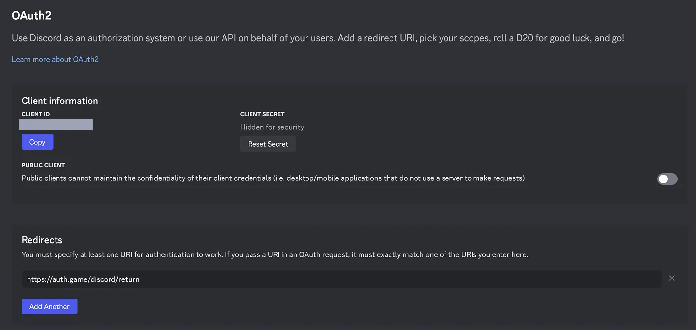 Discord platform settings