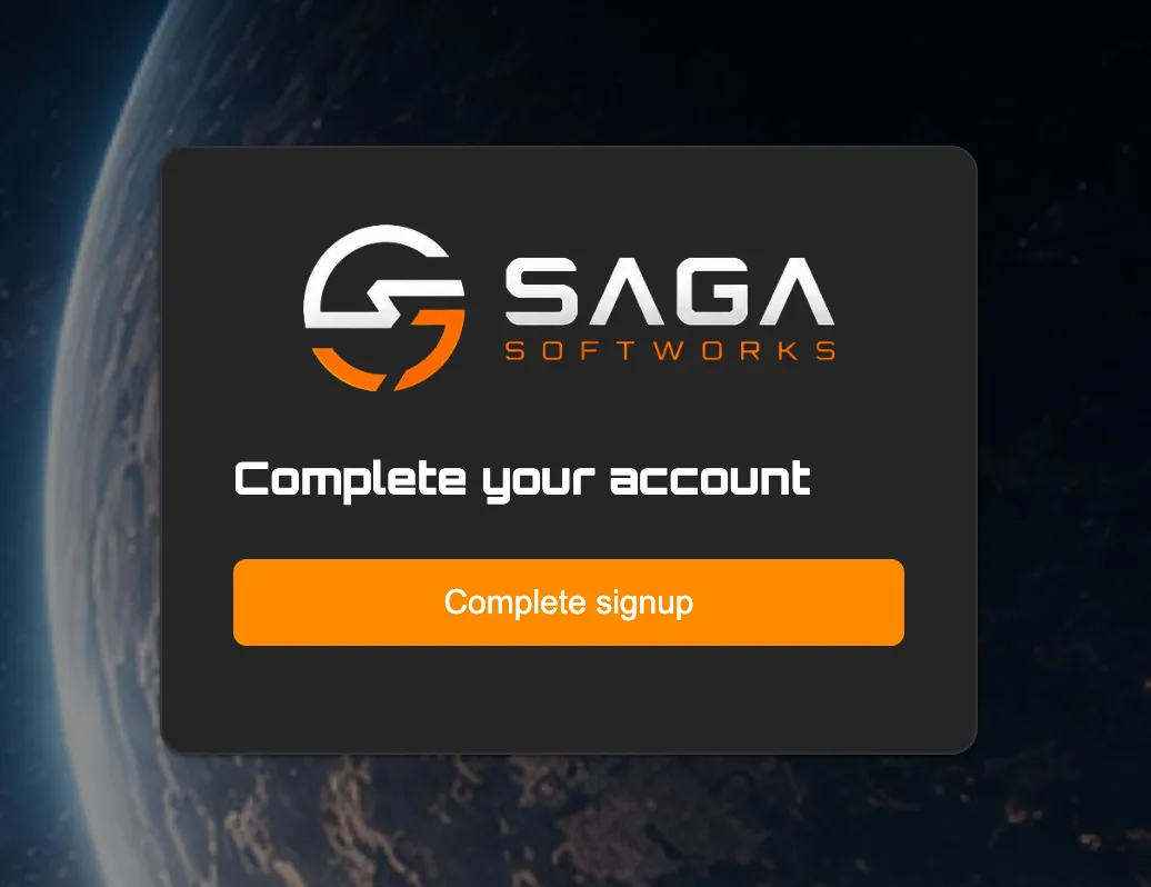 Complete your account page with a Complete signup button