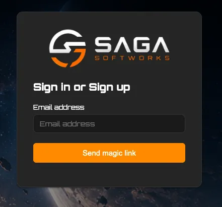 Sign in or Sign up page with an email address field and a Send magic link button